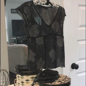 Black and off white blouse S